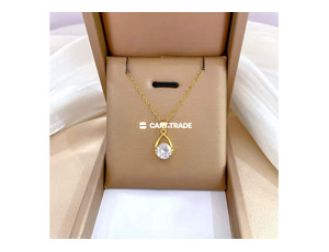 Gold Teardrop Gemstone Necklace – A Touch of Timeless Grace - 2