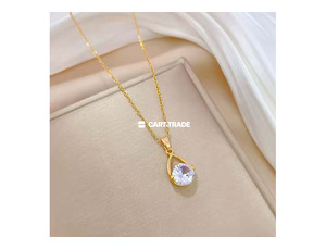 Gold Teardrop Gemstone Necklace – A Touch of Timeless Grace - 3