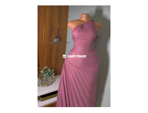 One-Shoulder Pink Dress with Pleated Design