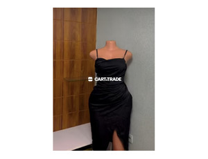 Black Slit Dress with Thin Straps