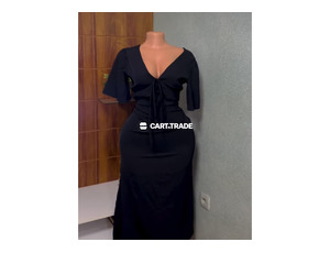 Stylish Black Gathered Waist Dress