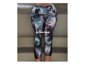 Bold Abstract Patterned Leggings with Mesh Panels