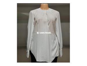 Chic Asymmetrical Long-Sleeve White Blouse