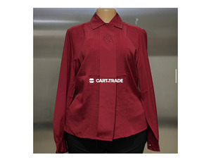 Red Satin Blouse with Floral Embroidery