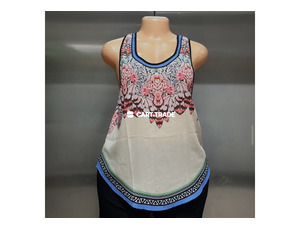 Colorful Floral and Geometric Sleeveless Blouse
