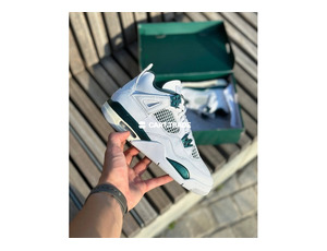 Air Jordan 4 Retro White and Green Sneakers