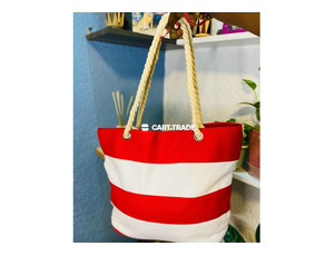 Red & White Striped Tote Bag