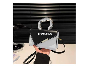 Trendy Black & White Mini Bag with Heart Handle