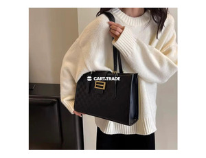 Elegant Black Checkered Handbag