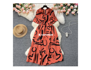Orange and Black Abstract Pattern Dress