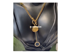 Gold Double-Pendant Chain Necklace