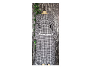 Black and White Checkered Long-Sleeve Dress (M/L)
