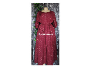 Maroon Geometric-Patterned Maxi Dress