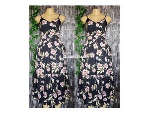 Black Floral Long-Sleeve Dress (Sizes S/M)
