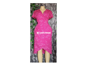 Pink Floral Wrap Dress with Short Sleeves (Sizes M/L)