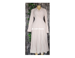 Light Beige Wrap Dress with Long Sleeves
