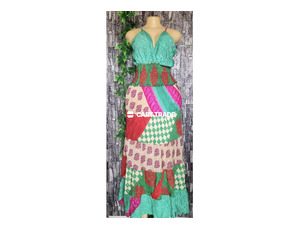 Multi-Patterned Wrap Maxi Dress