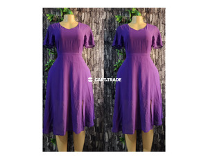 Purple Short-Sleeve A-Line Dress (Sizes S/M)