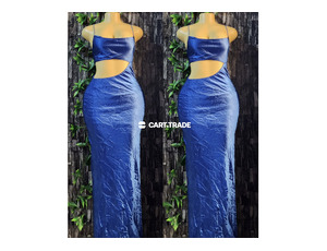 Blue Cut-Out Side Maxi Dress with Thin Straps (Sizes M/L)