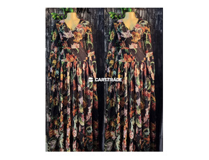 Floral Long-Sleeve V-Neck Dress (Sizes M/L)