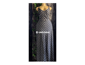 Beige Chevron Stripe Maxi Dress
