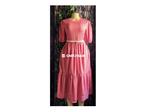 Pink Midi Dress with Belt