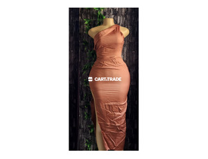 Rust One-Shoulder Dress with Slit