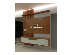 NEW WHITE AND GOLDEN TEAK TV STAND