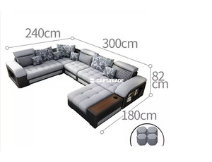 MODERN SMART LUXURY LIVING ROOM U SHAPED SOFA - 2
