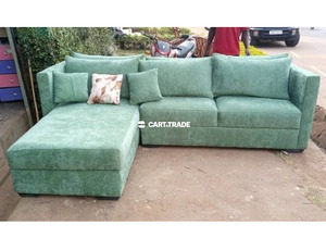 L-SHAPED LIGHT GREEN FABRICS LIVING ROOM SOFA