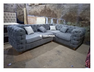 MODERN TUFTED LIGHT GREY LIVING SOFA