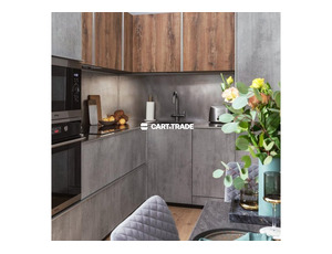 MODERN L SHAPED KITCHEN CEMENT GREY