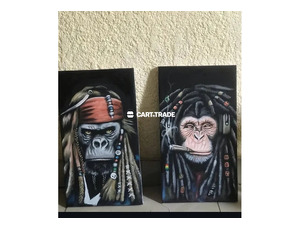 RASTA WITH SMOKE CANABIS GORILLA ART