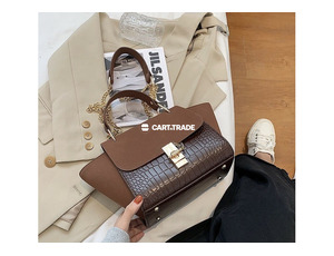 Brown Crocodile-Patterned Handbag