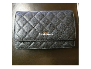 Pre-Owned Chanel Black Caviar Leather Wallet on Chain
