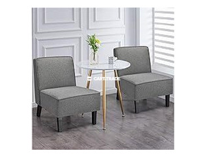 Giantex Set of 2 Armless Accent Chair, Fabric Upholstered Slipper Chair