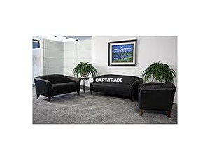 Black LeatherSoft Chair with Cherry Wood Feet