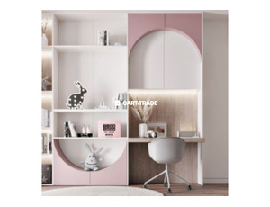 Kid workspace cabinet and shelves design