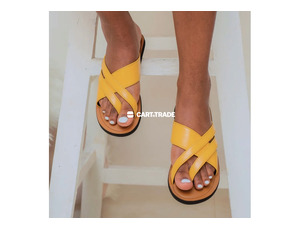 Black & Yellow Crisscross Sandals for Ladies