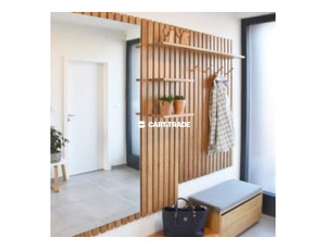 WALL PATTERNED WOOD WORKING WITH LARGE MIRROR