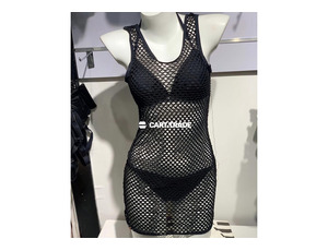 Fishnet beach cover-up bikini set