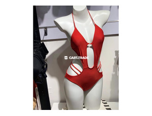 Red Cut-Out Halter Swimsuit