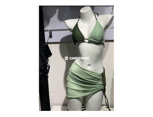 Elegant Green Bikini Set with Matching Skirt