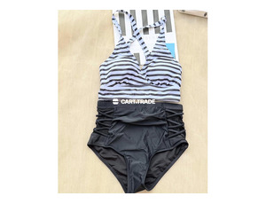 Striped Bralette & Ruched Bikini Set