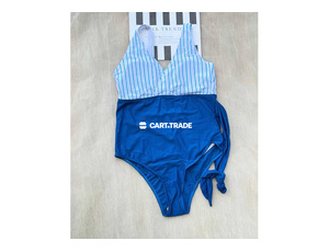 Blue & White Striped One-Piece Swimsuit