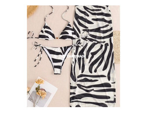 Zebra-Print Bikini & Cover-Up Set