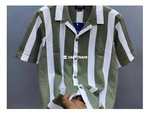 Green & White Striped Button-Up Shirt