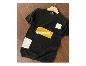 Black Textured Shirt with Graphic Patches