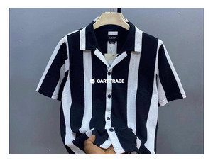Black & White Striped Button-Up Shirt