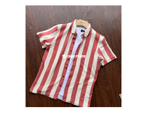 Classic Striped Short-Sleeve Button-Up Shirt